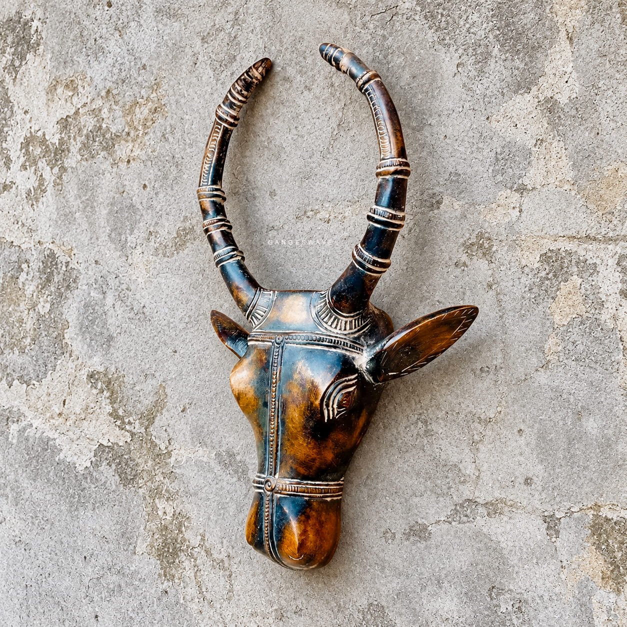 Bull Mask Wall Hanging Decor Vintage Finish - 18 inches - Image 2