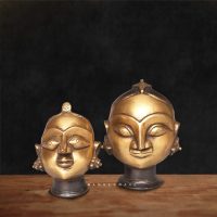 Pair of brass tribal Parvati head statues for gifting and decor
