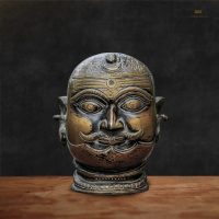 Artistic Vintage Finished Shiva Brass Mukhalinga - 6 inches